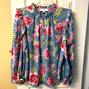 LOFT long sleeved floral blouse, size Medium.